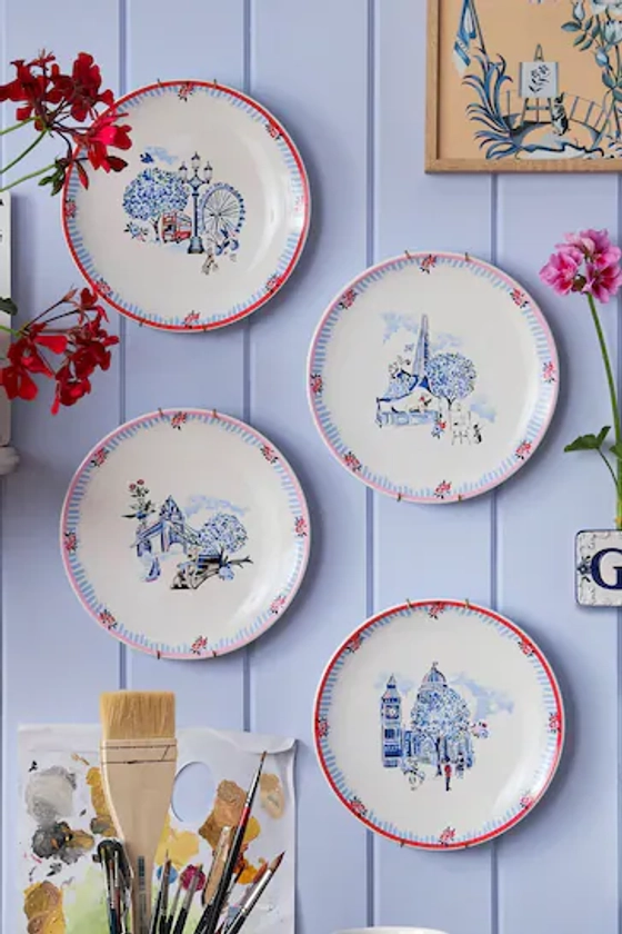 Cath Kidston Set of 4 Cream London Side Plates