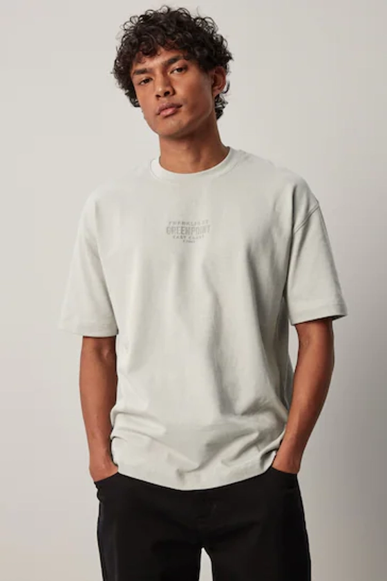 Buy Grey Relaxed Fit Graphic Heavyweight T-Shirt from the Next UK online shop