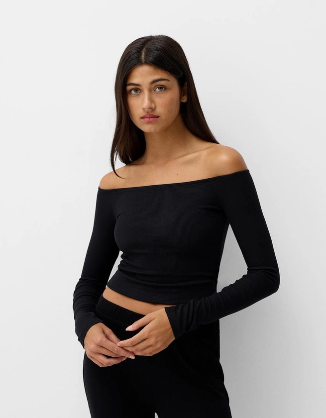 Long sleeve Bardot neckline T-shirt - BSK Teen