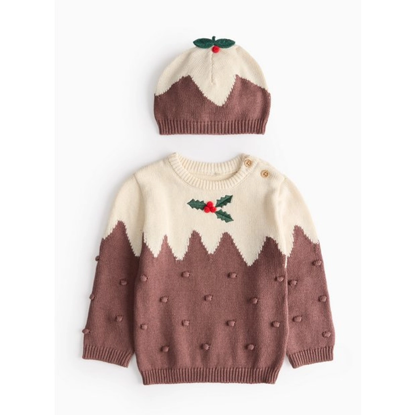 Buy Christmas Pudding Jumper & Hat Set 12-18 months | Tops | Tu