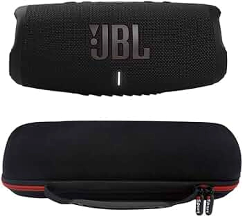 JBL Charge 5 Waterproof Portable Speaker with Built in Powerbank and gSport EVA Hardshell Case (Black)