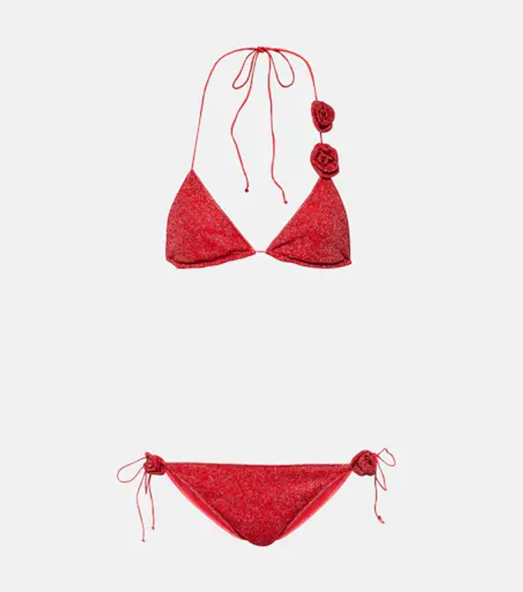 Lumière floral-appliqué bikini in red - Oseree | Mytheresa
