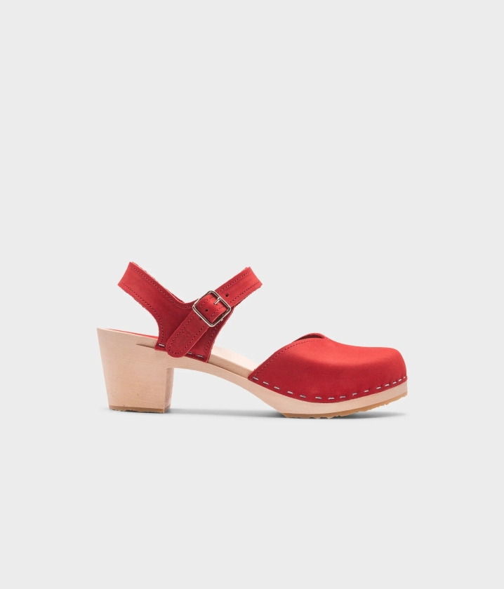 Victoria classic clog sandal in red | Sandgrens