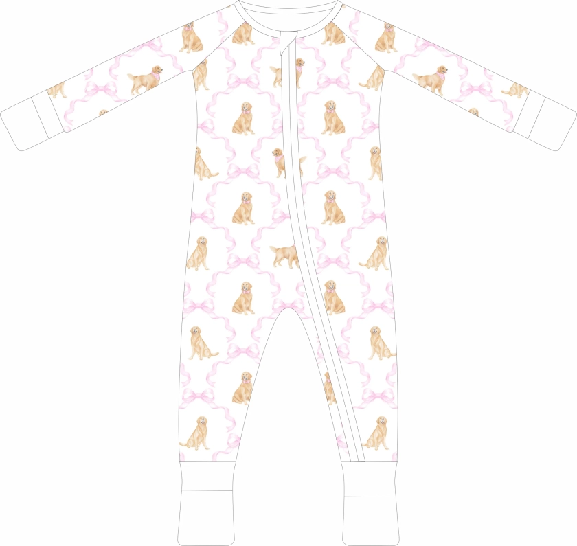 Golden Bows Zip Pajama