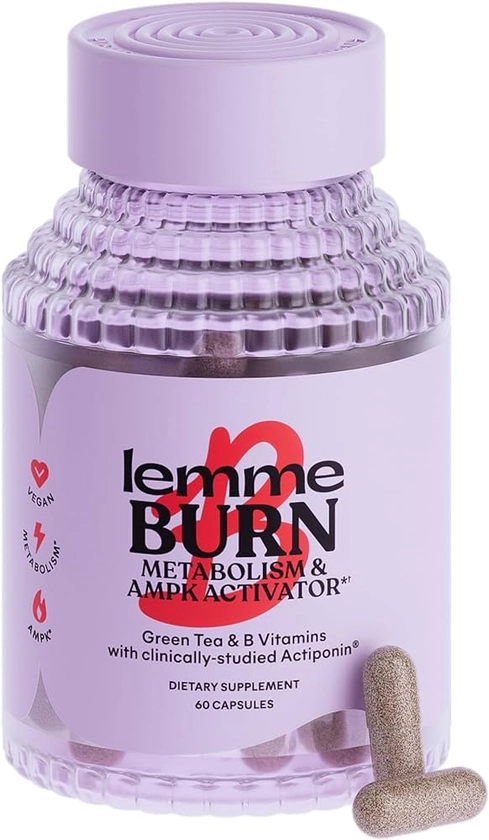 Amazon.com: Lemme Burn - Metabolism, Belly Fat Burning + AMPK Activating Supplement for Men & Women w/Clinically Studied Actiponin Gynostemma, Green Tea Extract, Vitamins B6 & B12 - Vegan, Gluten Free, 60 Count : Health & Household