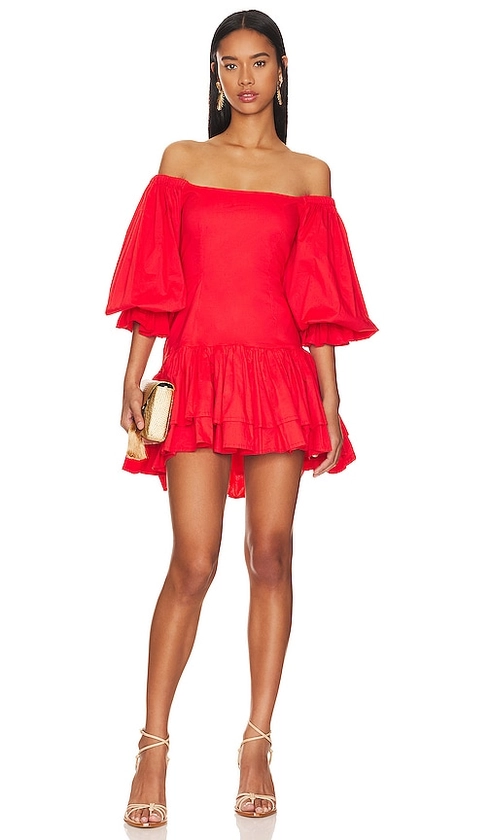 Erika Pena Janey Short Dress in Coral Red | REVOLVE