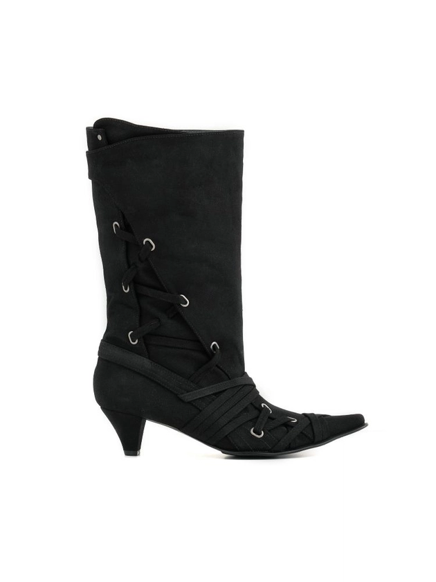 ICONIC WAXED STRAPPY BOOTS 01 BLACK : 4TRESS