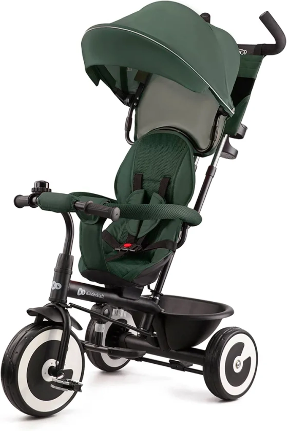 Kinderkraft Aston Tricycle, Baby Push Trike, Kids First Bike, Free Wheel Functions, Parenthandle, Footrest, Accessories, Bag, Cupholder, from 9 Months to 5 Years, Green : Amazon.co.uk: Toys & Games