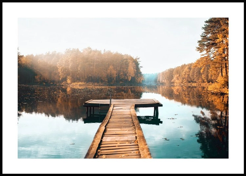 Jetée sur Lac d'Automne Poster