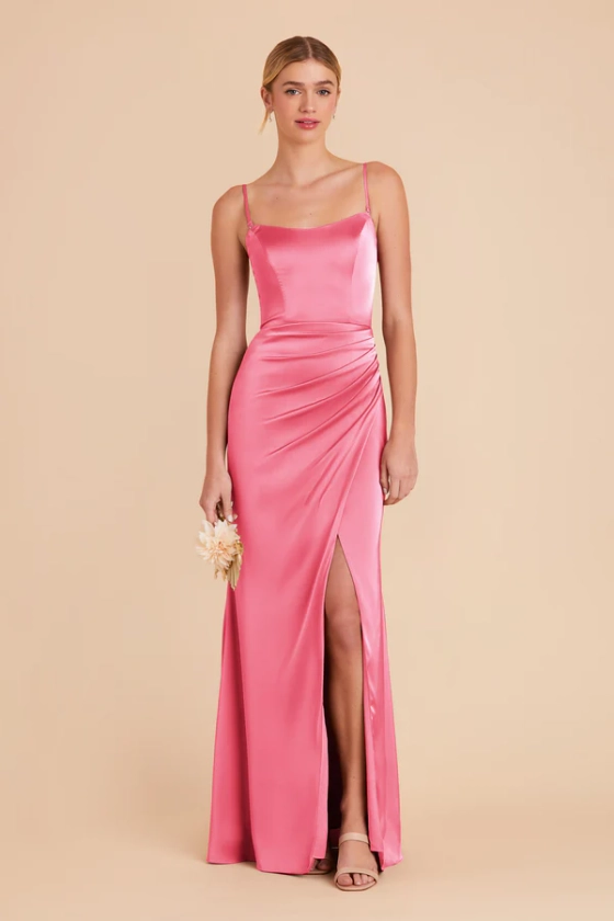 Anne Matte Satin Dress - Bon Bon Pink