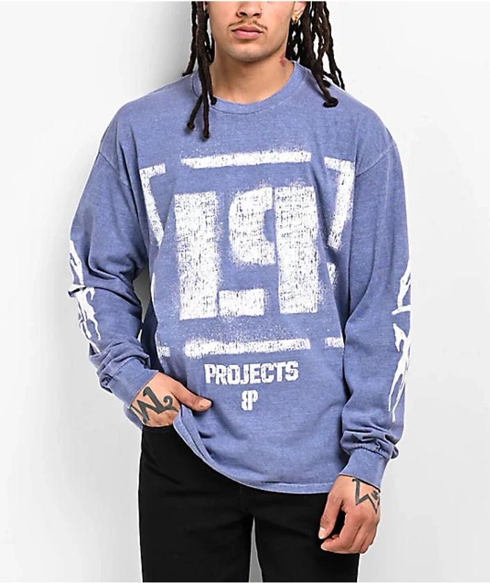 Brooklyn Projects x Linkin Park Stencil Blue Wash Long Sleeve T-Shirt
