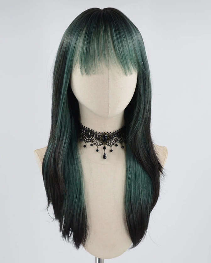 Green Black Synthetic Wig HW380 – Weekendwigs