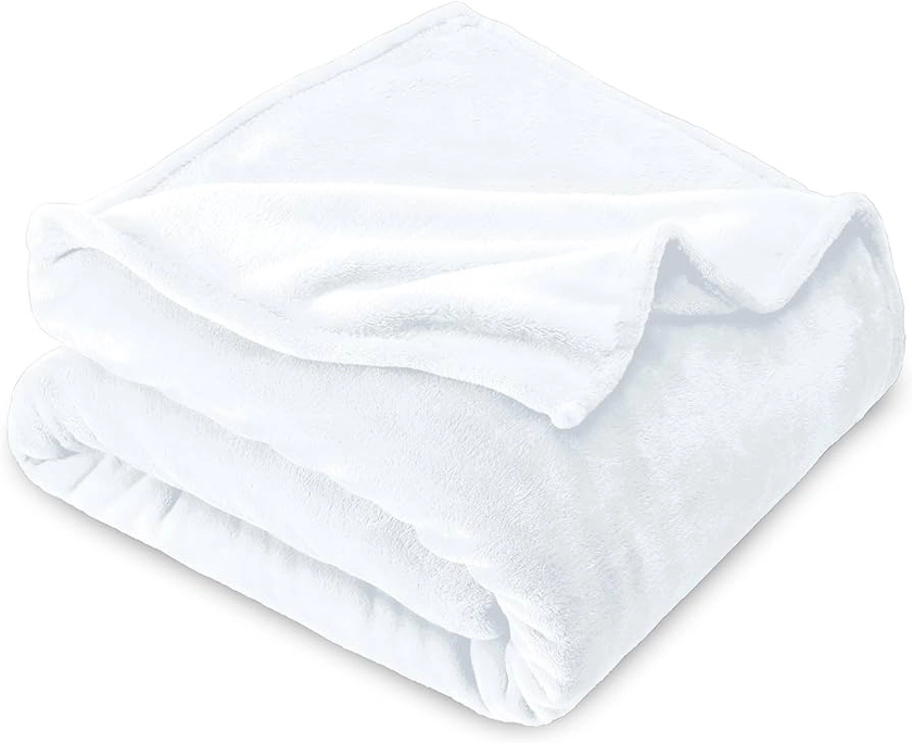 Bare Home Fleece Blanket - King Blanket - White - Lightweight Blanket for Bed, Sofa, Couch, Camping, and Travel - Microplush - Ultra Soft Warm Blanket (King, White)