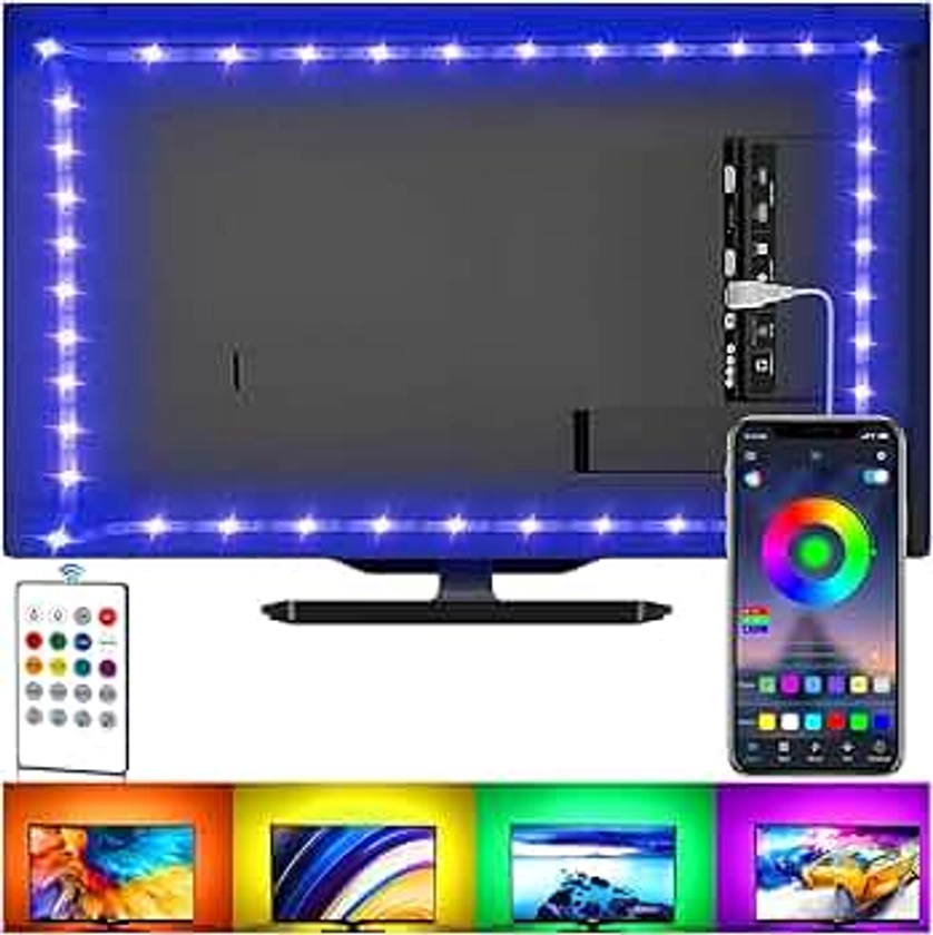 SANSUN Bande lumineuse à LED pour TV - Kit de rétroéclairage USB avec télécommande - 16 couleurs - LED 5050 - Éclairage par polarisation pour HDTV (2 m pour TV de 32-60")