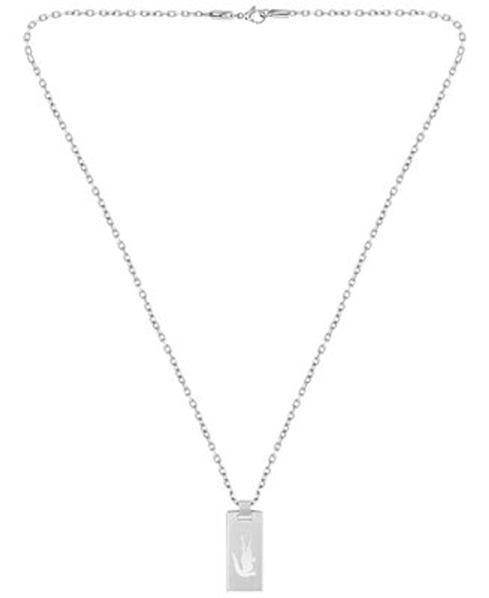 Lacoste Men's Stainless Steel Tag Necklace - Macy's