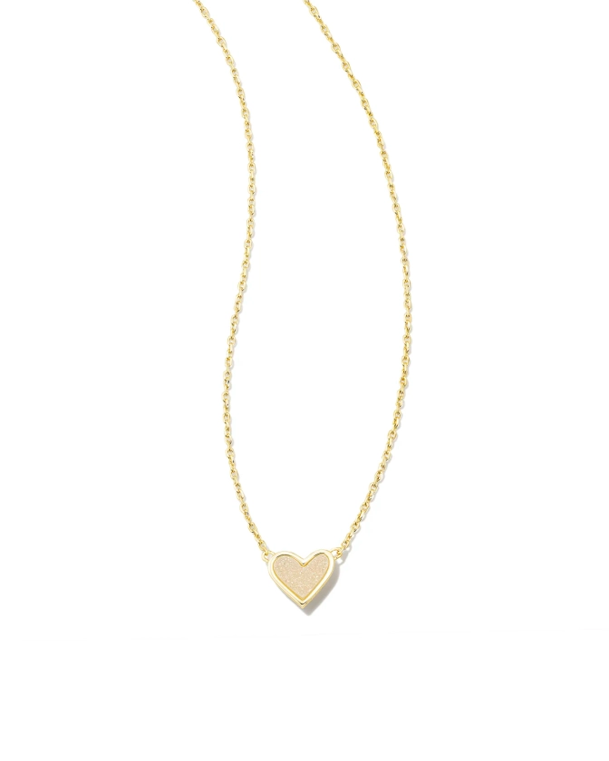 Framed Ari Heart Gold Short Pendant Necklace in Iridescent Drusy | Kendra Scott