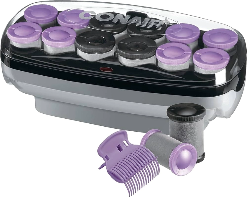 Conair Ceramic 1 1/2-inch and 1 3/4-inch Hot Rollers, Bonus: Super Clips Included, Create Big Curls and Voluminous Waves - Amazon Exclusive