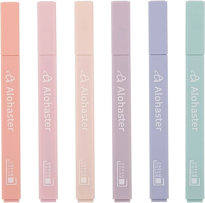 Amazon.com : Alohaster HPSIZEE Aesthetic Cute Highlighters Mild Assorted Colors With Soft Chisel Tip, No Bleed Dry Fast Easy to Hold, for Journal Bible Planner Notes School Office Supplies, 6 Pack - Youth : Office Products