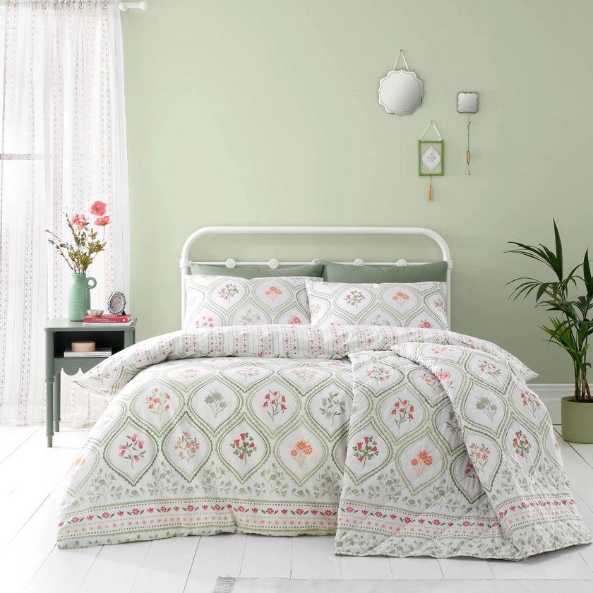 Catherine Lansfield Cameo Floral Duvet Cover Quilt Bedding Set