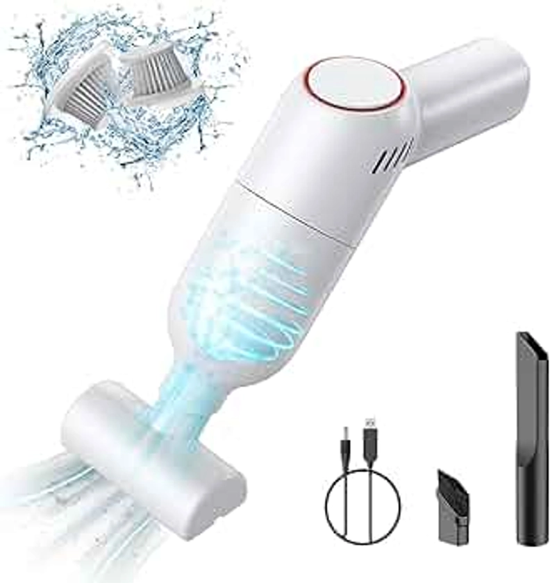 Handheld Vacuum Cleaner Cordless: Mini Rechargeable Hand Vacuum with Strong Suction, Portable Small Car Vacuum for Carpet Car - White