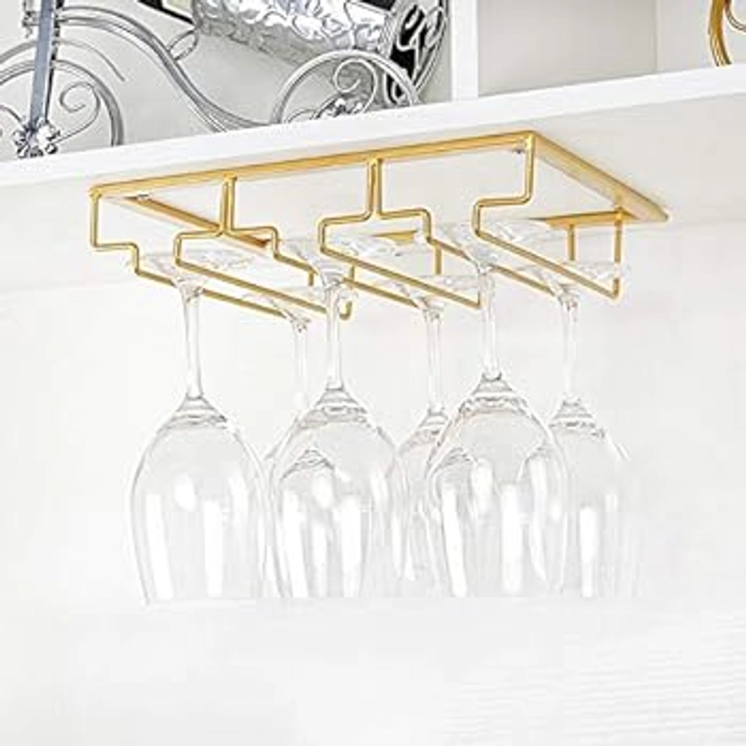 FOMANSH Wine Glass Holder Set of 2 - Metal Stemware Storage Rack for Bar and Kitchen - Gold : Amazon.com.be: Home & Kitchen