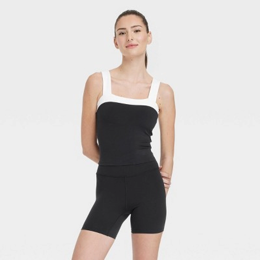 Women's Everyday Soft Square Neck Cropped Tank Top - All In Motion™ Black M