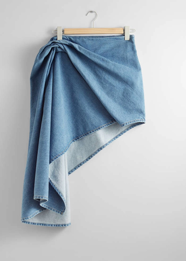 Draped Asymmetric Denim Skirt - Light Blue - & Other Stories ES