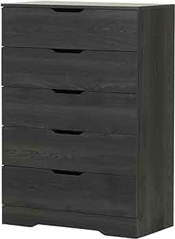 South Shore Trinity Collection 5-Drawer Dresser, Gray Oak with Cutout Handles
