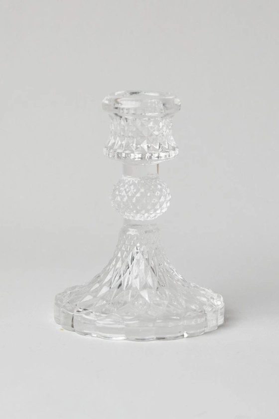 Clear Ornate Candle Stick Holder