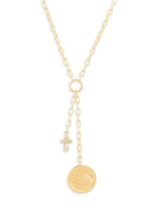 Saks Fifth Avenue 14K Yellow Gold & 0.065 TCW Diamond Cross Lariat Necklace on SALE | Saks OFF 5TH