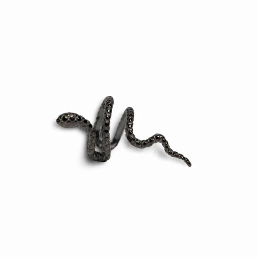 Reputation Snake Ear Cuff In Black Rhodium by Jagged Halo Jewelry