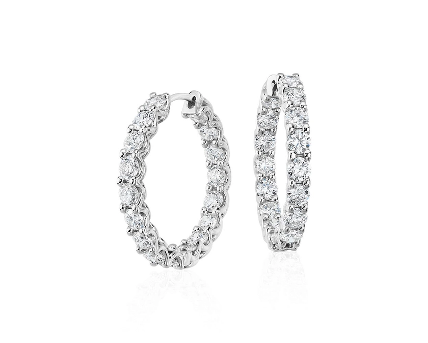 Diamond Eternity Hoop Earrings in 14k White Gold (3 1/2 ct. tw.)