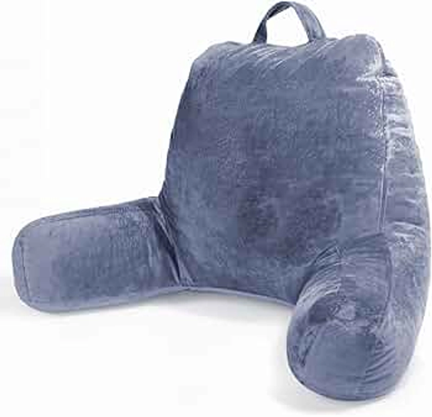 Sasttie Reading Pillow for Sitting in Bed Adult, Velvet Back Pillow for Bed Sitting Up, Backrest Back Support Chair Pillow, College Dorm Essentials for Girls and Boys, Grey Purple