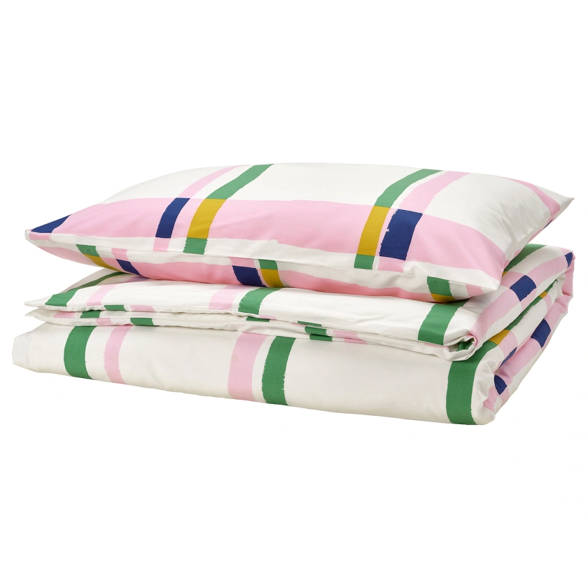 SYRABLADMAL duvet cover and pillowcase(s), multicolor/check, Twin - IKEA