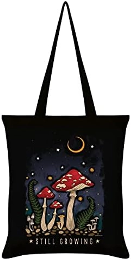 Magical Mushrooms Still Growing Tote Bag Black 32x44cm