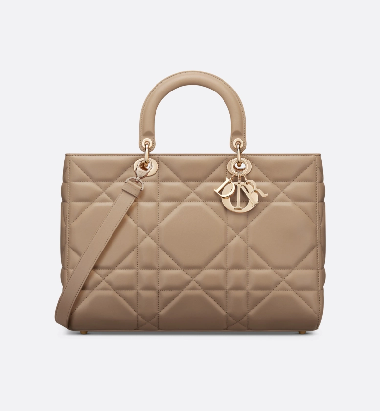 Large Lady D-Sire Bag Biscuit Maxicannage Calfskin | DIOR