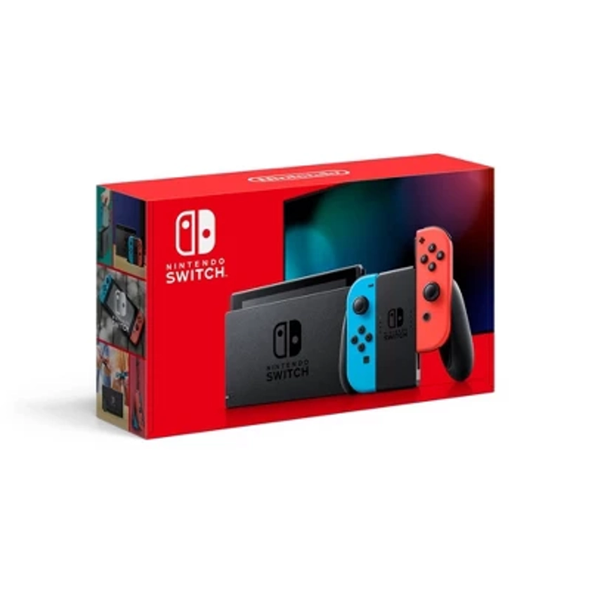 Nintendo Switch with Neon Blue and Neon Red Joy-Con