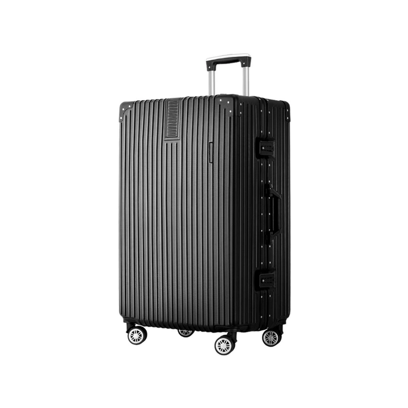 Wanderlite Luggage 28" Trolley Travel Suitcase Set TSA Aluminum - Black