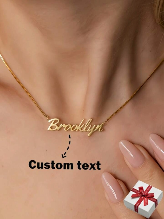 Personalized Stainless Steel Name Necklace Custom Tag Pendant Necklaces For Women And Men, Jewelry Gift