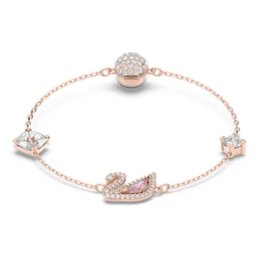 Dazzling Swan Armband, Magnetischer Verschluss, Schwan, Rosa, Roségold-Legierungsschicht von SWAROVSKI