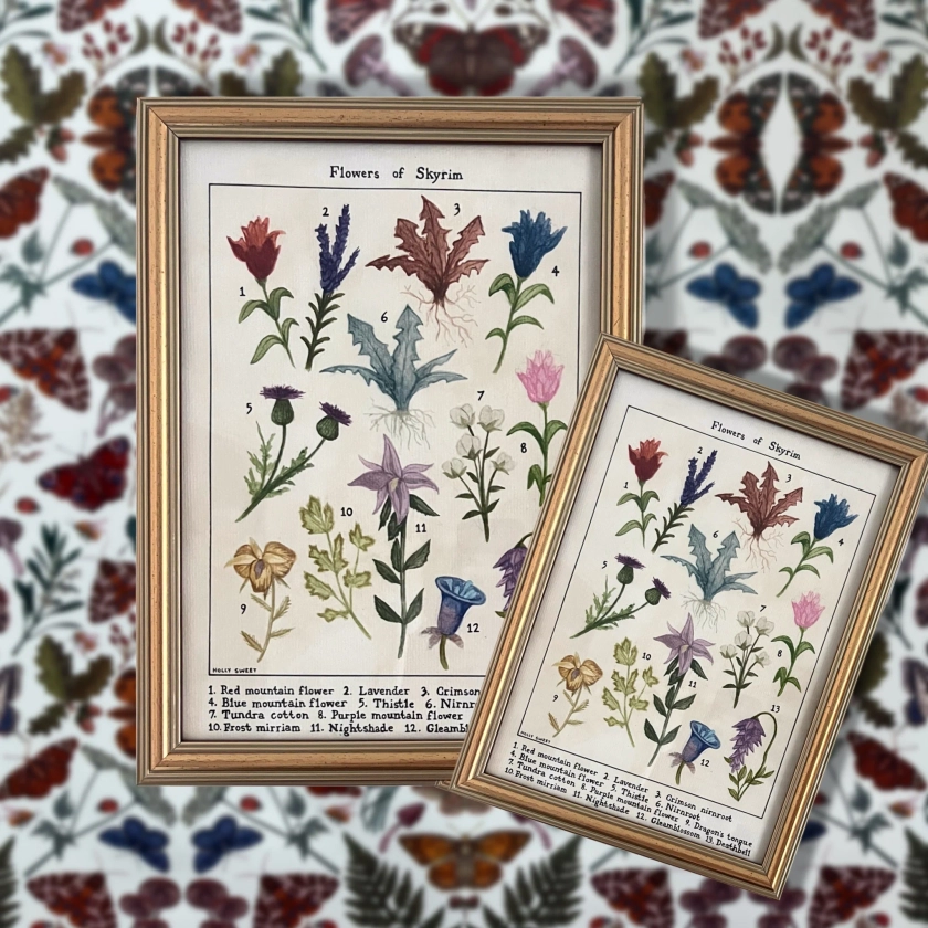 Flowers of Skyrim vintage flora print