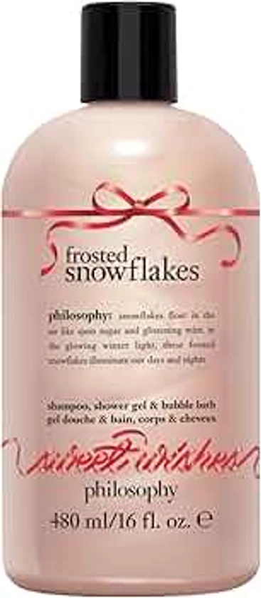 philosophy holiday 3-in-1 shampoo, shower gel & bubble bath - luxurious rich & lathering formula - skin is left soft & moisturized - hair is left clean & conditioned