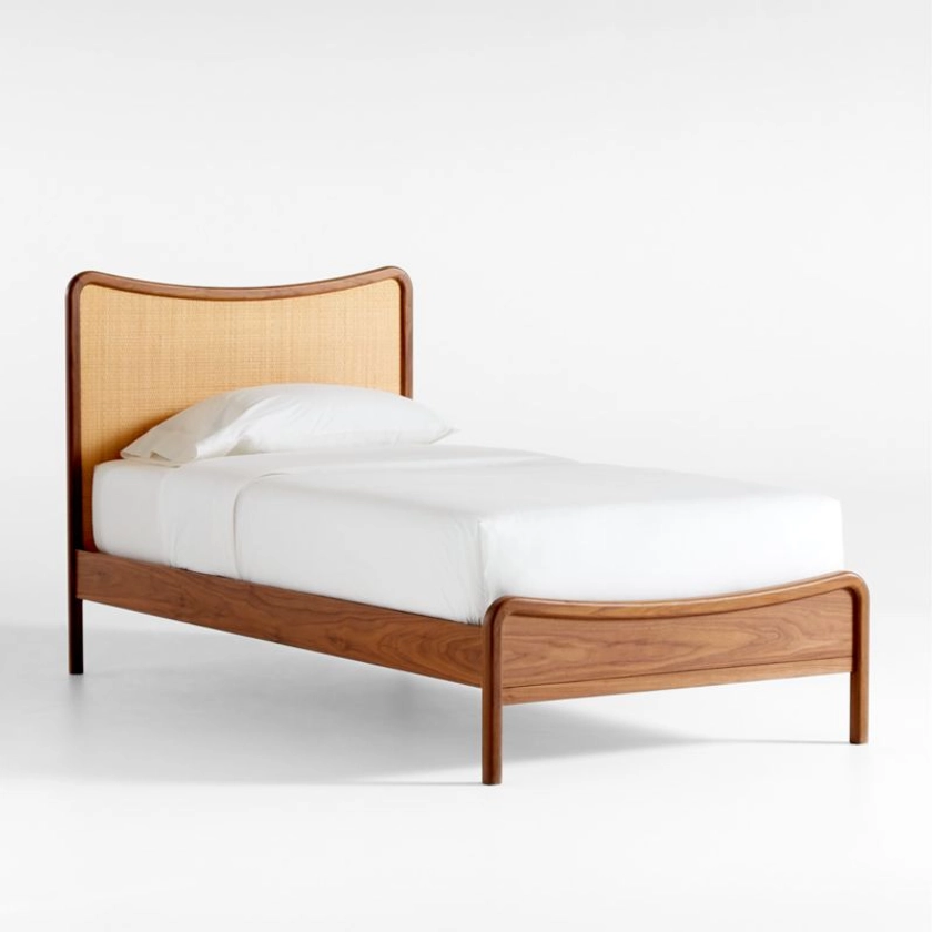 Rainey Walnut Wood and Natural Cane Kids Twin Bed | Crate & Kids Canada