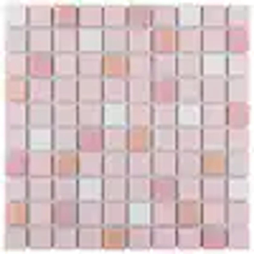 Crystalline Straight Edge Square Pink 11-3/4 in. x 11-3/4 in. Porcelain Mosaic Tile (29.4 sq. ft./Case)