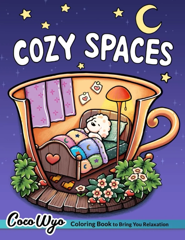 Cozy Spaces: Coloring Book for Adults and Teens Featuring Relaxing Familiar Corners with Cute Animal Characters for Stress Relief