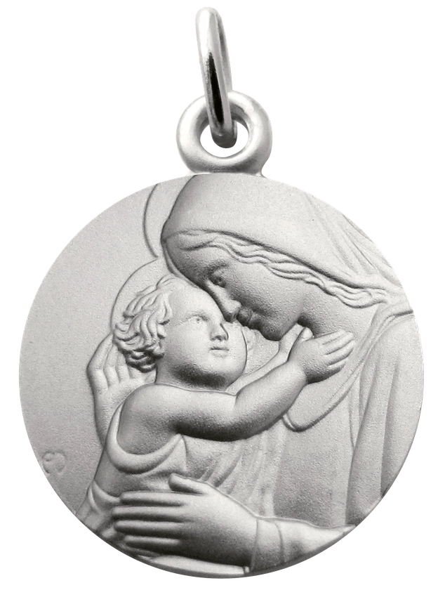 Médaille Vierge à l'enfant Moment de tendresse (Argent)