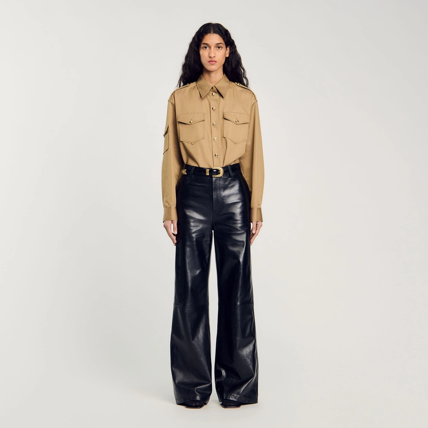 Pantalon évasé en cuir