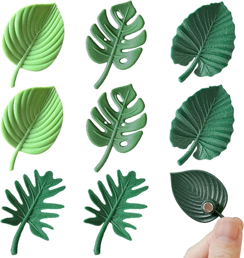 Plant Fridge Magnets,8 Pcs Mini Tropical Leaves Refrigerator Magnets Cute Magnets for Locker Fridge Home Office Decor, 3D Monstera Plant Refrigerator Magnets (Plant)