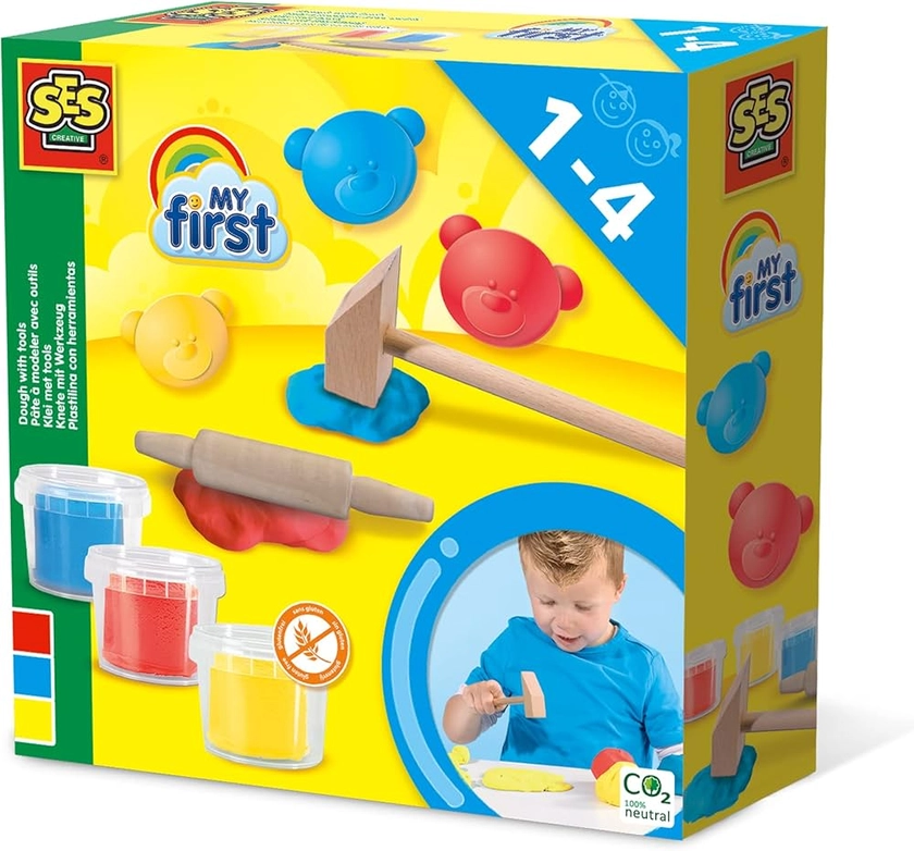 SES Creative 14432 Ma première pâte avec outils, set de pâte colouré pour les tout-petits, à partir de 1 an : Amazon.fr: Jeux et Jouets