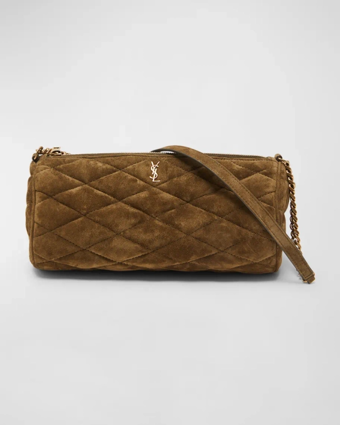 Saint Laurent Sade Small YSL Tube Shoulder Bag in Quilted Suede